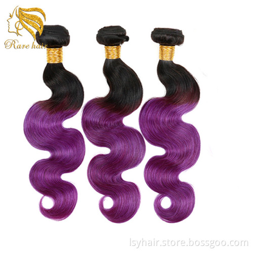 Rare 3 Bundles Brazilian Body Wave Purple Ombre Color Hair Bundles, Colored Weave Hair Styles